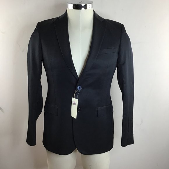 Paoloni Black Two Button Suit Jacket Size 48/US 38 - Picture 1 of 10